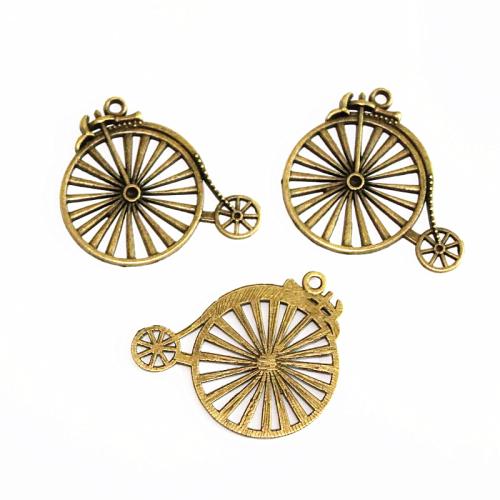 Vehicle Shaped Tibetan Style Pendants, Bike, antique bronze color plated, DIY, 45.50x51.50mm, 30PCs/Bag, Sold By Bag