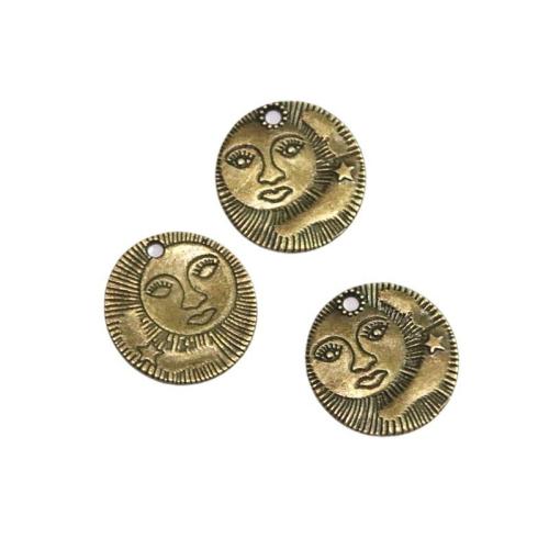 Tibetan Style Pendants, Round, antique bronze color plated, DIY, 19.80x19mm, 60PCs/Bag, Sold By Bag