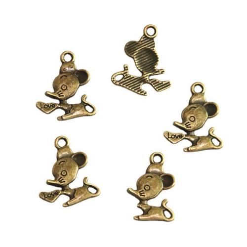 Tibetan Style Animal Pendants, Mouse, antique bronze color plated, DIY, 19.50x16.70mm, 100PCs/Bag, Sold By Bag