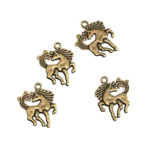 Pendentifs animaux en alliage de zinc, cheval, Plaqué de couleur de bronze antique, DIY, 18x24mm, 50PC/sac, Vendu par sac