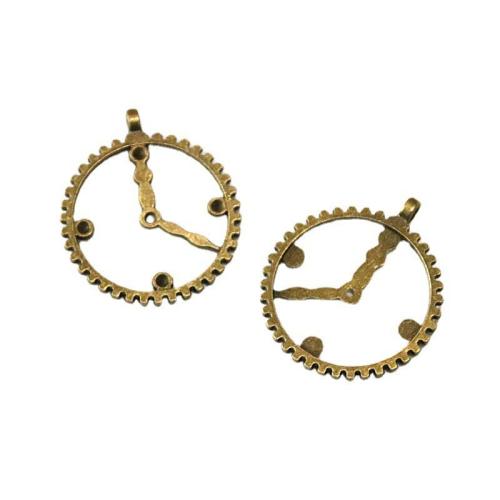 Tibetan Style Pendants, Clock, antique bronze color plated, DIY, 34x29.70mm, 50PCs/Bag, Sold By Bag