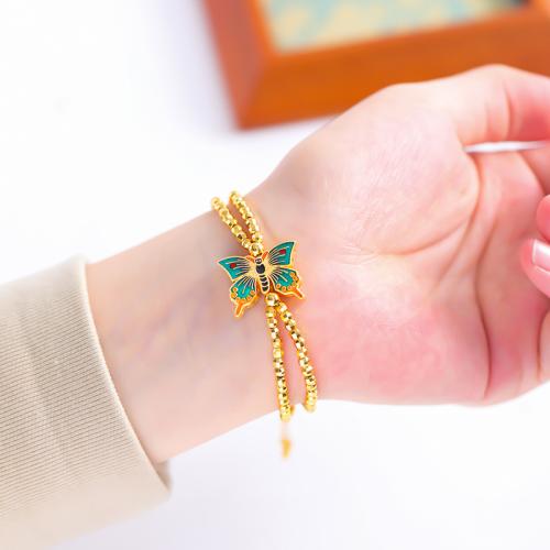 Brass Bracelet, with 1.6inch extender chain, Butterfly, sang gold plated, different styles for choice & for woman & enamel, Hole:Approx 5mm, Length:Approx 6.5 Inch, Sold By PC