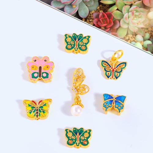 Brass Spacer Beads, Butterfly, sang gold plated, DIY & different styles for choice & enamel, Hole:Approx 5mm, Sold By PC