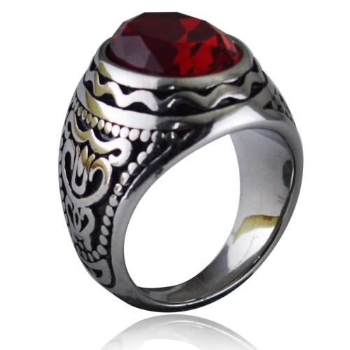 Anillo de dedo de acero inoxidable, acero inoxidable 304, con Cristal, Joyería & unisexo & diverso tamaño para la opción, más colores para la opción, Vendido por UD