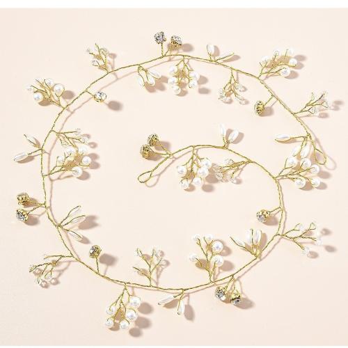 Headband, Plastic Pearl, with brass wire, for bridal & with rhinestone, more colors for choice, Length:50 cm, Sold By PC