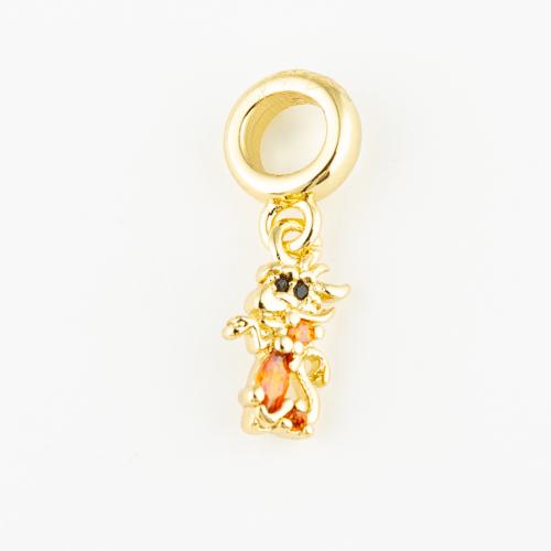 Cubic Zirconia Micro Pave Brass Pendant, fashion jewelry & Unisex & micro pave cubic zirconia, golden, 13x7mm, Hole:Approx 5mm, Sold By PC