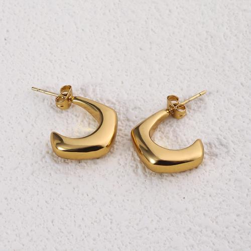 Pendientes de Acero Inoxidable, acero inoxidable 304, 18K chapado en oro, Joyería & para mujer, dorado, 19mm, Vendido por Par