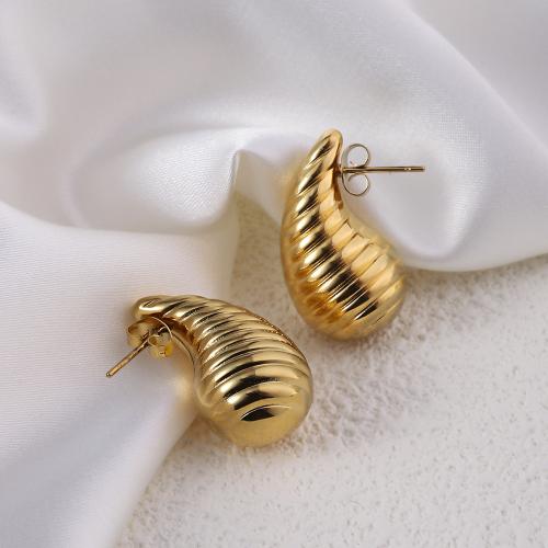 Pendientes de Acero Inoxidable, acero inoxidable 304, 18K chapado en oro, Joyería & para mujer, dorado, 26mm, Vendido por Par