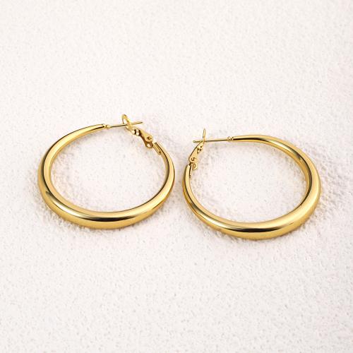 Acier inoxydable Levier Retour Earring, Acier inoxydable 304, Plaqué or 18K, bijoux de mode & pour femme, doré, 45mm, Vendu par paire