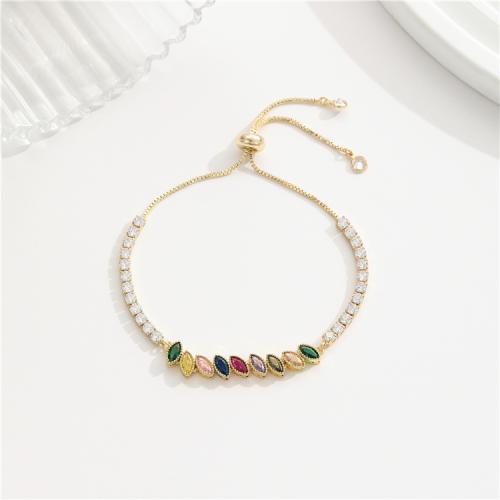 Cúbicos Circonia pulsera Latón Micro pavimenta, metal, chapado en color dorado, Ajustable & Joyería & micro arcilla de zirconia cúbica & para mujer, más colores para la opción, libre de níquel, plomo & cadmio, longitud:aproximado 18 cm, Vendido por UD