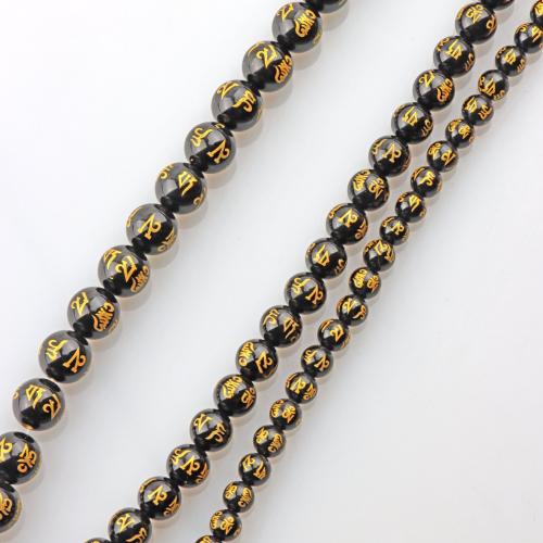 Perles obsidienne noire, Rond, poli, DIY & normes différentes pour le choix, noir, protéger l'environnement, sans nickel, plomb et cadmium, Vendu par Environ 36 cm brin