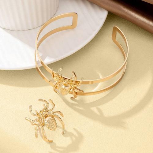 Jewelry Sets, finger ring, Iron, Spider, gold color plated, 2 pieces & Adjustable & for woman, nickel, lead & cadmium free, Sold By Set