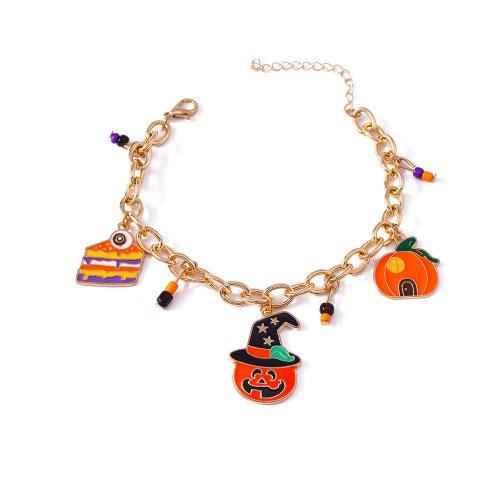 Halloween Bracelet, Tibetan Style, gold color plated, fashion jewelry & enamel, golden, nickel, lead & cadmium free, Sold By PC