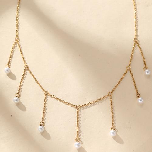 Tibetan Style Jewelry Necklace, with Plastic Pearl, plated, fashion jewelry, more colors for choice, nickel, lead & cadmium free, Sold By PC