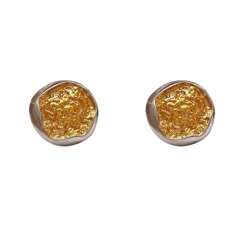 Brass Stud Earring, plated, fashion jewelry & for woman & two tone, 20x20mm, Sold By Pair