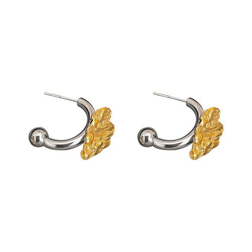 Brass Stud Earring, plated, fashion jewelry & for woman & two tone, 15x22mm, Sold By Pair