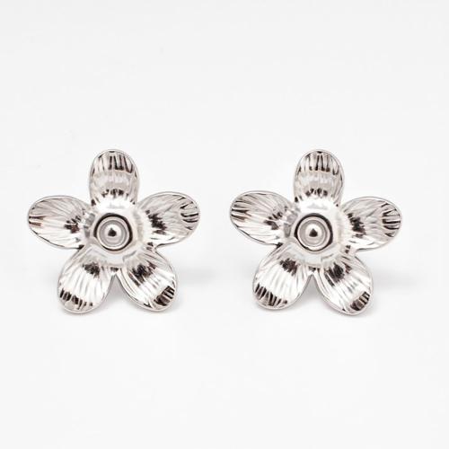 Stainless Steel Stud Earrings, 304 Stainless Steel, Flower, Vacuum Ion Plating, fashion jewelry & for woman, more colors for choice, 19x19mm, Sold By Pair