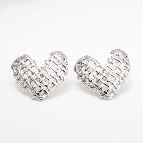 Stainless Steel Stud Earrings, 304 Stainless Steel, Heart, Vacuum Ion Plating, fashion jewelry & for woman & hollow, more colors for choice, 27x18mm, Sold By Pair