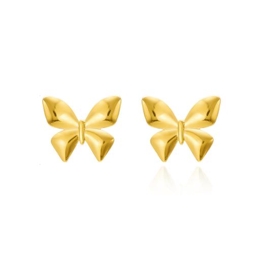 Stainless Steel Stud Earrings, 304 Stainless Steel, Butterfly, plated, for woman, gold, Sold By Pair