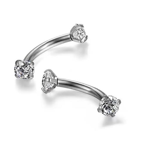 Bijoux de piercing d'oreille en acier inoxydable, Acier inoxydable 304, normes différentes pour le choix & pavé de micro zircon & pour femme, couleur originale, Vendu par PC