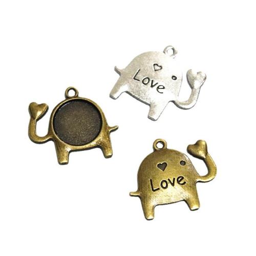 Tibetan Style Pendant Cabochon Setting, Elephant, plated, DIY, more colors for choice, 14mm, 50PCs/Bag, Sold By Bag