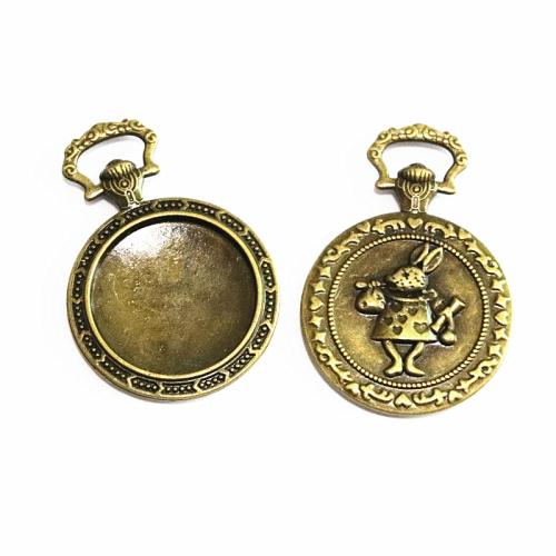 Tibetan Style Pendant Cabochon Setting, Rabbit, antique bronze color plated, DIY, 34mm, 10PCs/Bag, Sold By Bag