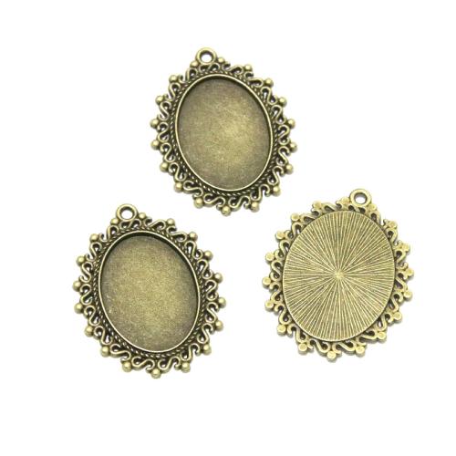 Tibetan Style Pendant Cabochon Setting, antique bronze color plated, DIY, 25x18mm, 40PCs/Bag, Sold By Bag