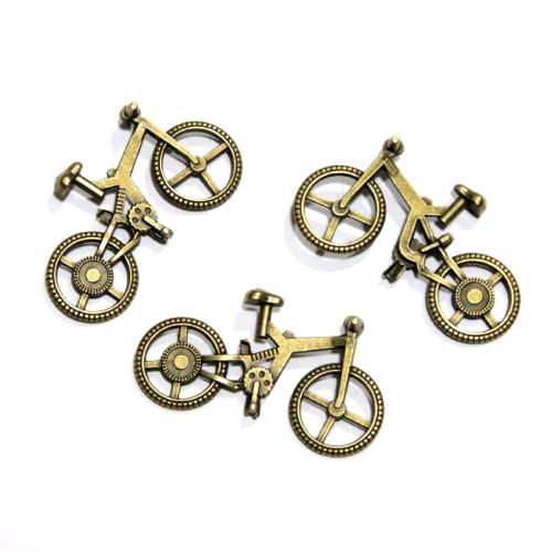 Véhicule en forme de pendentifs en alliage de Zinc, vélo, Plaqué de couleur de bronze antique, DIY, 28x51mm, 20PC/sac, Vendu par sac