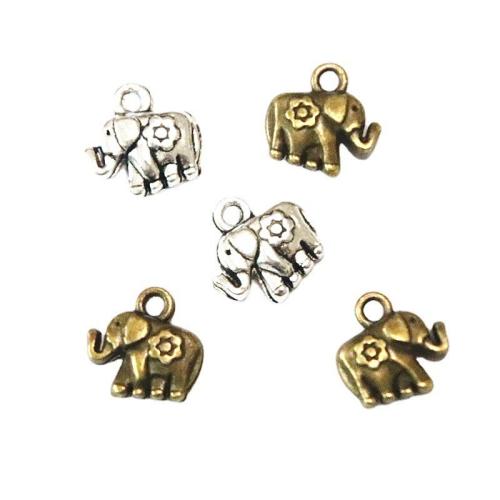 Pendentifs animaux en alliage de zinc, éléphant, Placage, DIY, plus de couleurs à choisir, 12x11.50mm, 100PC/sac, Vendu par sac