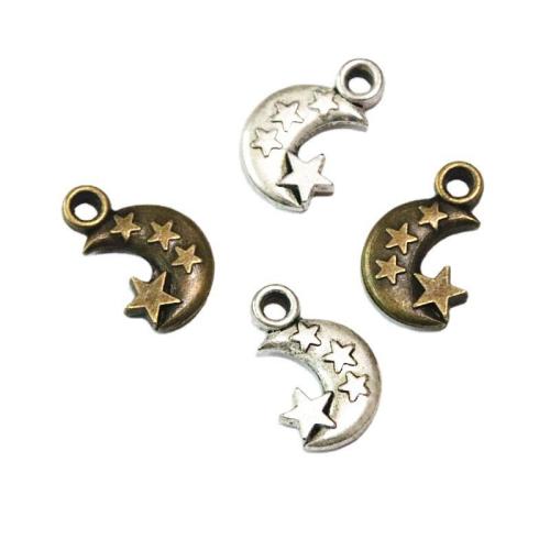 Tibetan Style Moon Pendants, Moon and Star, plated, DIY, more colors for choice, 21.50x13.60mm, 60PCs/Bag, Sold By Bag