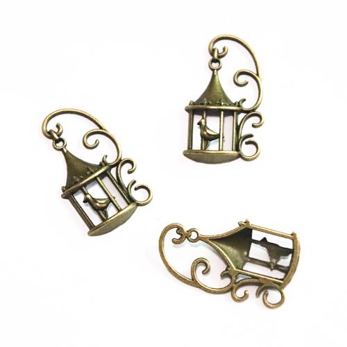 Tibetan Style Pendants, Cage, antique bronze color plated, DIY, 34x21mm, 50PCs/Bag, Sold By Bag