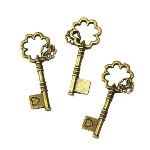 Tibetan Style Key Pendants, antique bronze color plated, DIY, 20x45.40mm, 40PCs/Bag, Sold By Bag