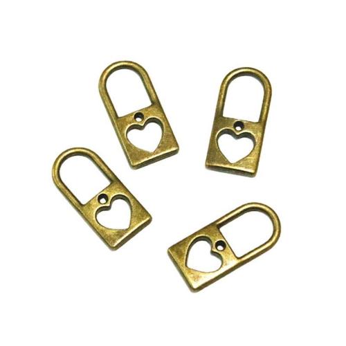 Tibetan Style Lock Pendants, antique bronze color plated, DIY, 26x12mm, 50PCs/Bag, Sold By Bag