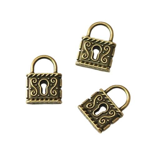 Tibetan Style Lock Pendants, antique bronze color plated, DIY, 23x17mm, 40PCs/Bag, Sold By Bag