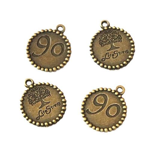 Tibetan Style Pendants, Round, antique bronze color plated, DIY, 24.50x20.80mm, 60PCs/Bag, Sold By Bag