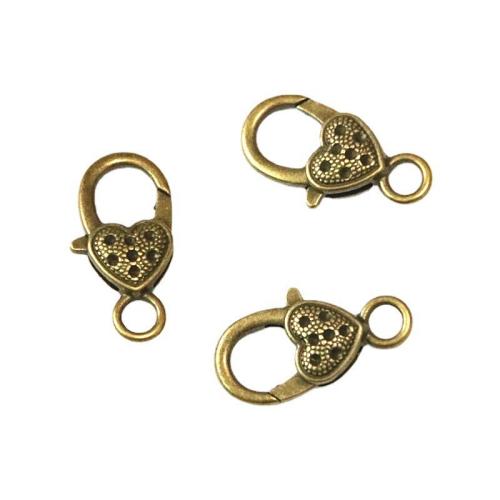 Tibetan Style Lobster Clasp, antique bronze color plated, DIY, 14x26mm, 40PCs/Bag, Sold By Bag