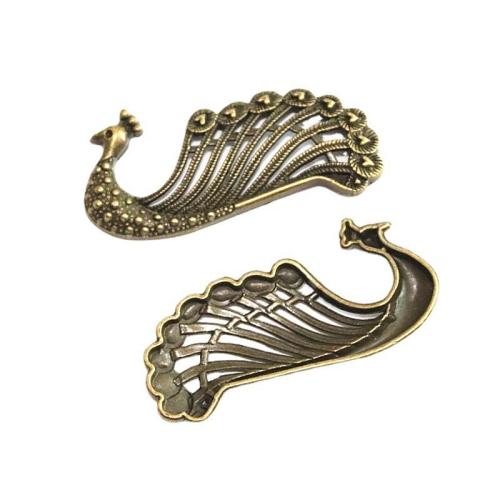 Hair Accessories DIY Findings, Tibetan Style, Peacock, antique bronze color plated, 30x62mm, 20PCs/Bag, Sold By Bag