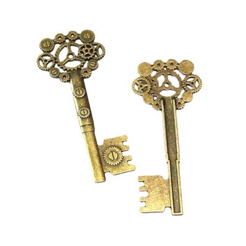 Tibetan Style Pendant, Key, antique bronze color plated, DIY, 71x31mm, 20PCs/Bag, Sold By Bag