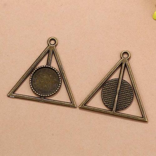 Tibetan Style Pendant Cabochon Setting, Triangle, antique bronze color plated, DIY, 16mm, 100PCs/Bag, Sold By Bag