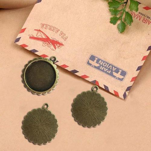 Tibetan Style Pendant Cabochon Setting, antique bronze color plated, DIY, 20mm, 100PCs/Bag, Sold By Bag