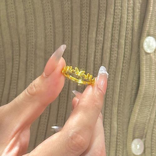 Brass Cuff Finger Ring, Butterfly, gold color plated, fashion jewelry & for woman, US Ring Size:6.5, Sold By PC