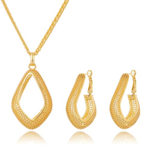 Conjuntos de joyería de aleación de zinc, pendiente & collar, con 5cm extender cadena, chapado en oro de 24 K, 2 piezas & diferentes estilos para la opción & para mujer, dorado, longitud:50 cm, Vendido por Set