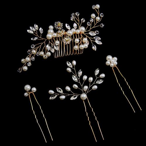 Mixed Hair Accessories, Iron, with Plastic Pearl, for bridal & with rhinestone, more colors for choice, Sold By PC