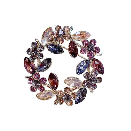 Tibetan Style Brooches, with Crystal, for woman, multi-colored, 40x40mm, Sold By PC