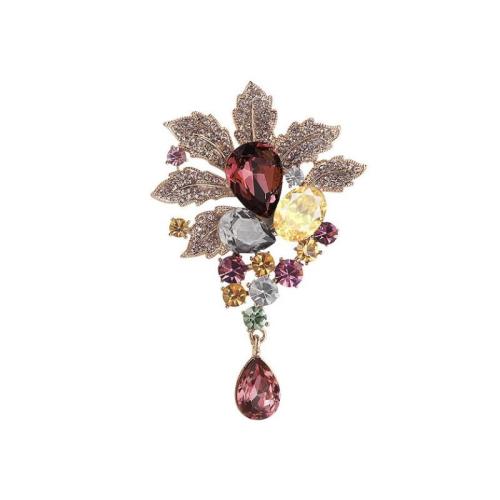 Tibetan Style Brooches, for woman & with rhinestone, 76x50mm, Sold By PC