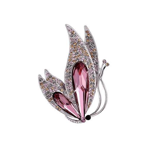 Tibetan Style Brooches, for woman & with rhinestone, 41x31mm, Sold By PC