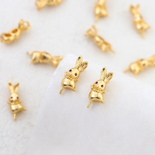 Attache à vis en laiton, lapin, DIY & pavé de micro zircon, 13x6mm, Vendu par PC