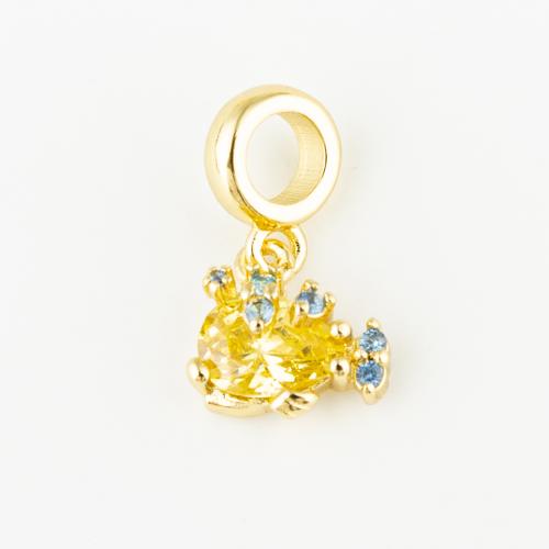 Cubic Zirconia Micro Pave Brass Pendant, fashion jewelry & Unisex & micro pave cubic zirconia, golden, 11x10mm, Hole:Approx 5mm, Sold By PC