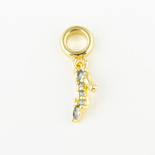 Cúbicos Circonia Colgante Latón Micro pavimenta, metal, Joyería & unisexo & micro arcilla de zirconia cúbica, dorado, 14x6mm, agujero:aproximado 5mm, Vendido por UD