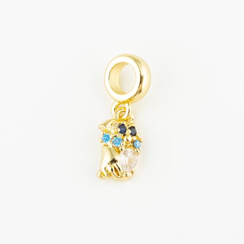 Cubique Pendentif en laiton zircon pavent, bijoux de mode & unisexe & pavé de micro zircon, doré, 12x7mm, Trou:Environ 5mm, Vendu par PC